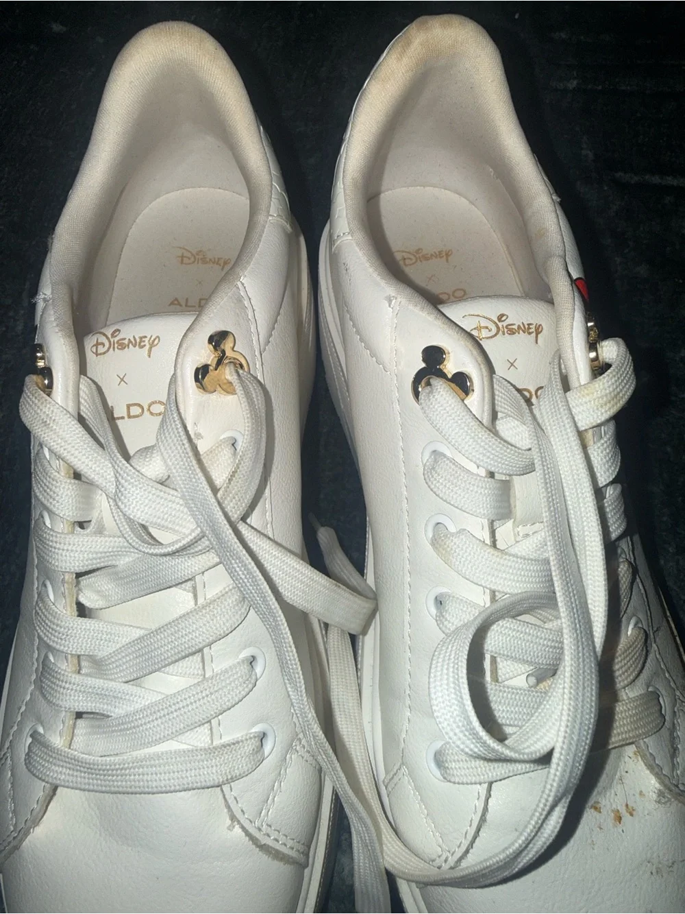 Aldo White Platform Sneakers with Mickey Accent